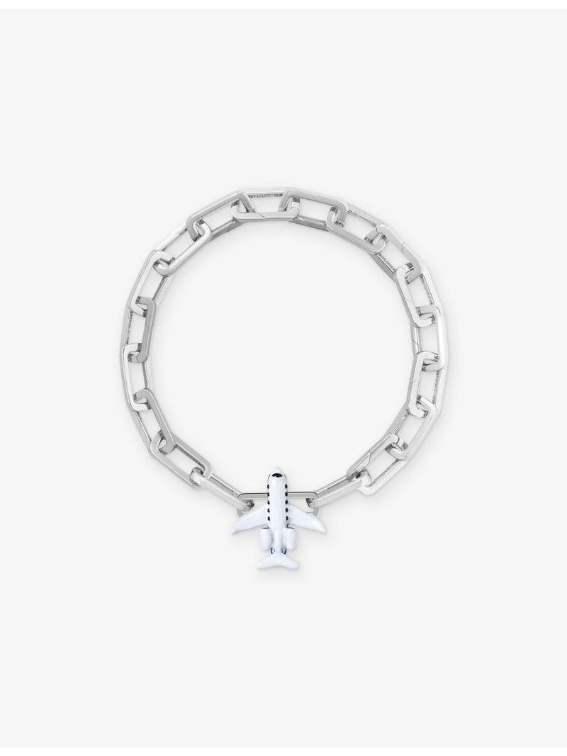 Poubel sterling silver aeroplane enamel charm, UK version