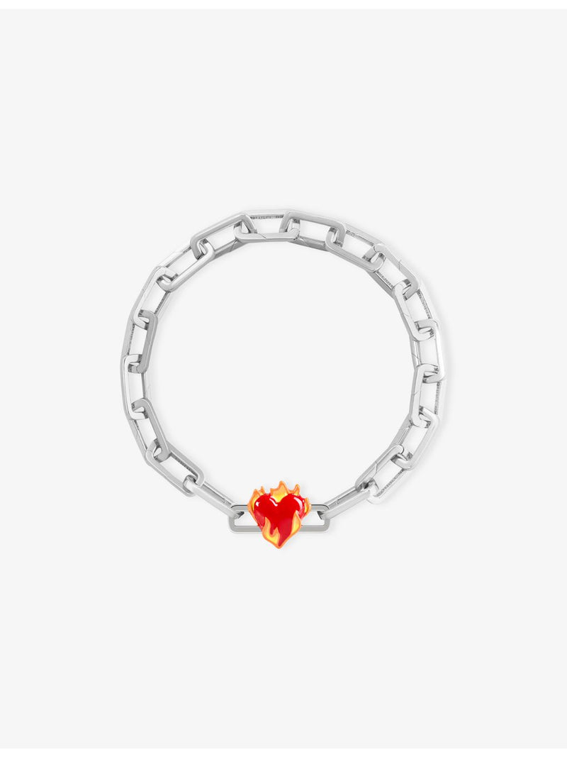 Poubel Heart on Fire sterling silver enamel charm, UK version