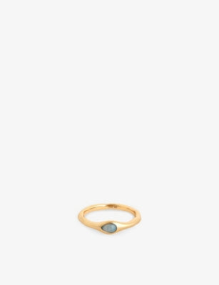 Astrid & Miyu Opal Pear 18ct Gold-Plated Sterling Silver Nano-Gem Cocktail Ring