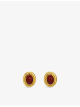 selfridges Heaven Mayhem Prize Red Stone Brass Stud Earrings- Buy online at McGrocer