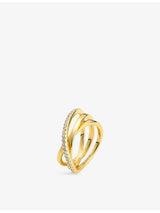 selfridges Sif Jakobs Spirale 18ct Yellow Gold-Plated Sterling Silver Cubic Zirconia Ring- Buy online at McGrocer