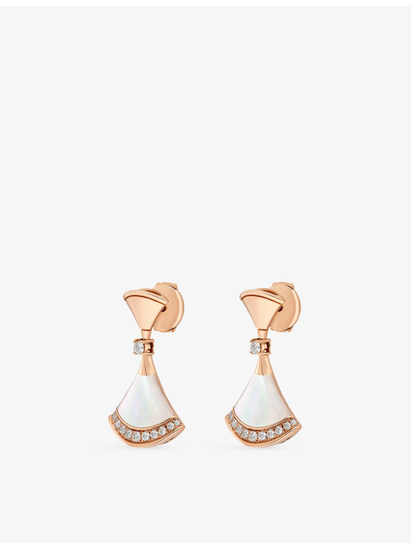 Bvlgari rose gold diamond mother-of-pearl earrings 0.18ct, UK version