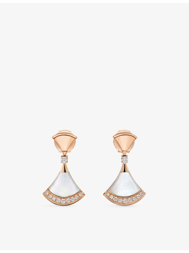 Bvlgari rose gold diamond mother-of-pearl earrings 0.18ct, UK version