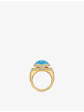 Bvlgari blue topaz and diamond ring 18ct gold - British product