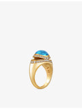 Bvlgari blue topaz and diamond ring 18ct gold - British product