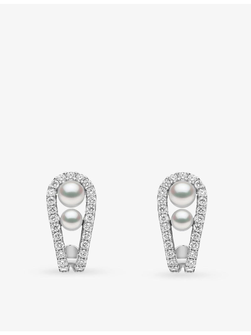 Yoko London Akoya pearl diamond earrings 0.5ct, imported from the UK