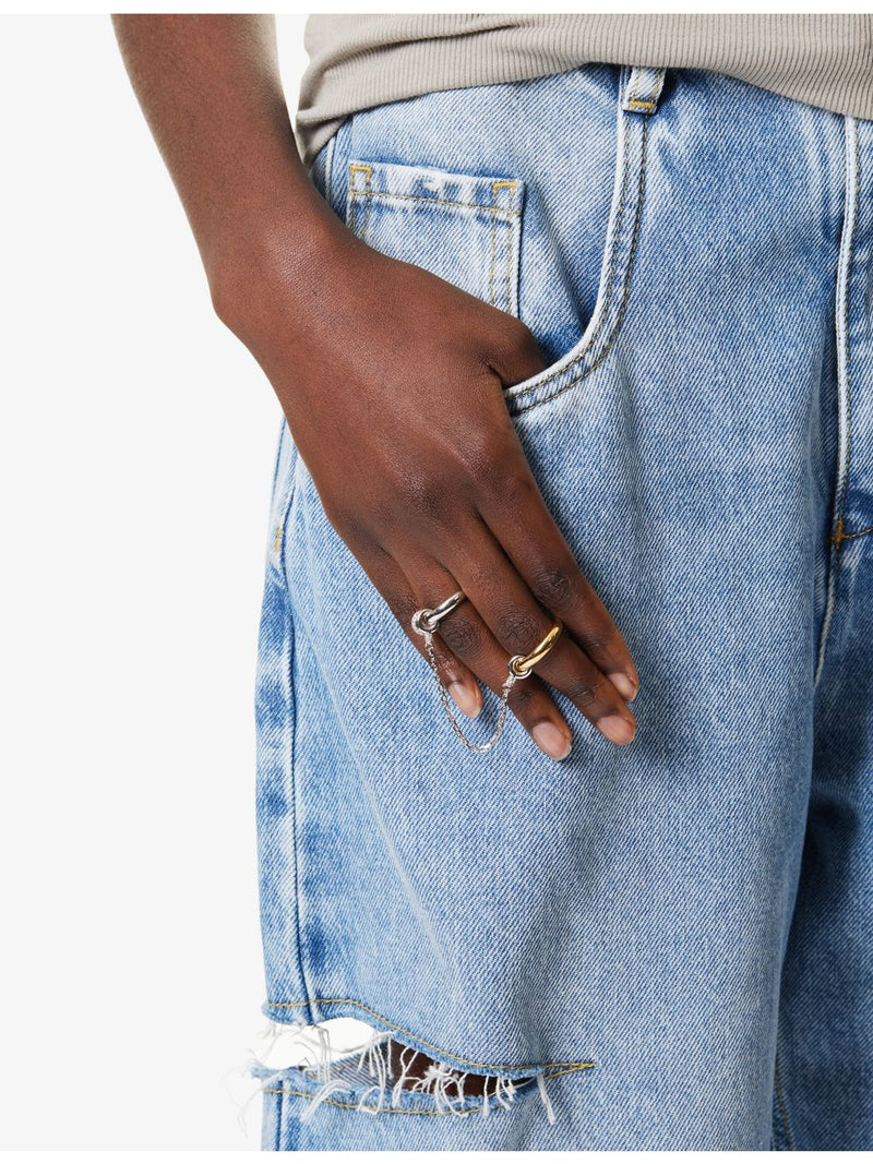 Hookup 18ct gold vermeil white topaz chain ring, UK version