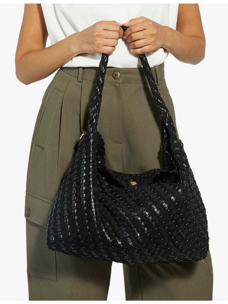Dune large woven shoulder bag with chain strap (British brand)