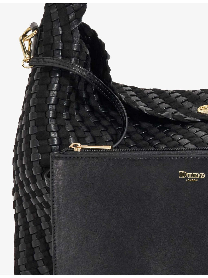 Dune large woven shoulder bag with chain strap (British brand)
