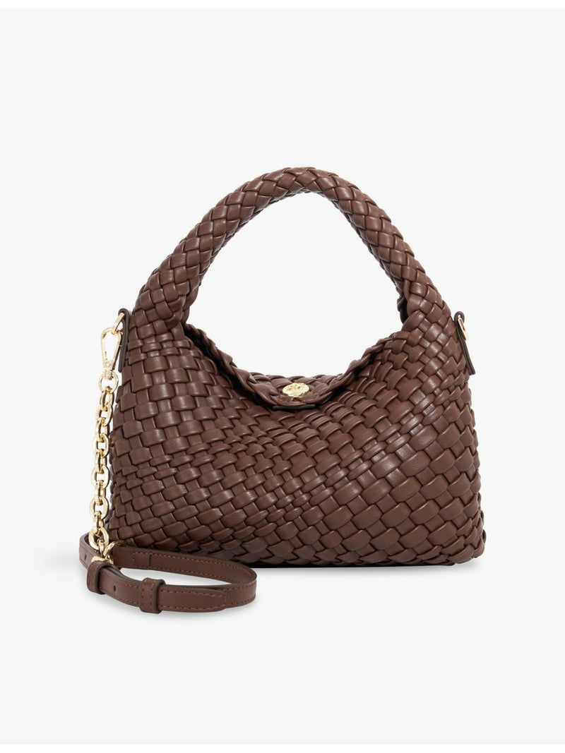 Dune mini woven faux-leather top-handle bag - British product