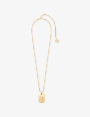 Maje brass necklace with zodiac plaque charm, UK version