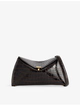 selfridges TOTEME T-Lock Croco Leather Clutch Bag- Buy online at McGrocer