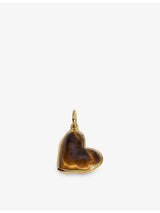 selfridges Monica Vinader Heart Tiger's Eye 18ct Yellow Gold Vermeil Pendant Charm- Buy online at McGrocer