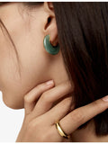 Monica Vinader gold vermeil green aventurine hoop earrings 2.5cm (British brand)
