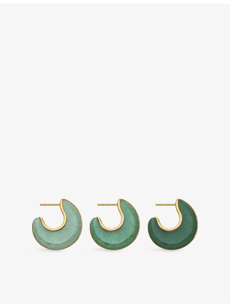 Monica Vinader gold vermeil green aventurine hoop earrings 2.5cm (British brand)