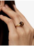 Monica Vinader round tiger's eye gemstone ring in 18ct gold vermeil, UK version