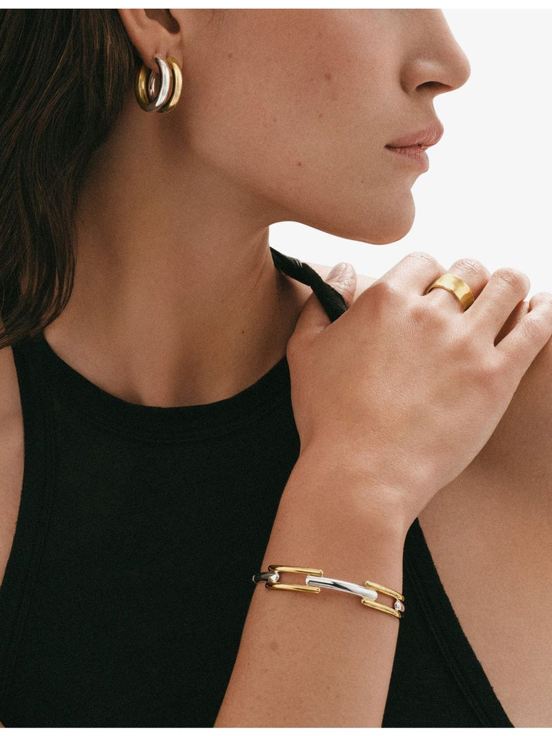 Monica Vinader Signature Link gold-plated vermeil sterling silver bangle (British brand)