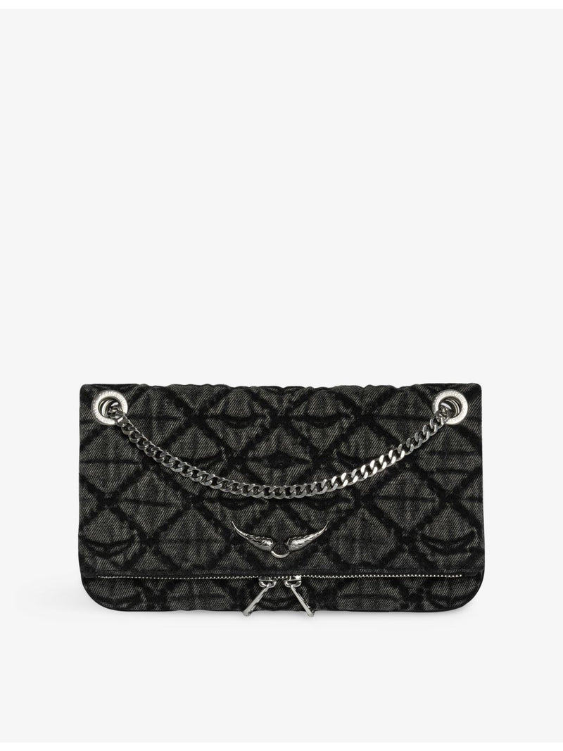 Zadig&Voltaire Rock II Monogram denim clutch bag - British product