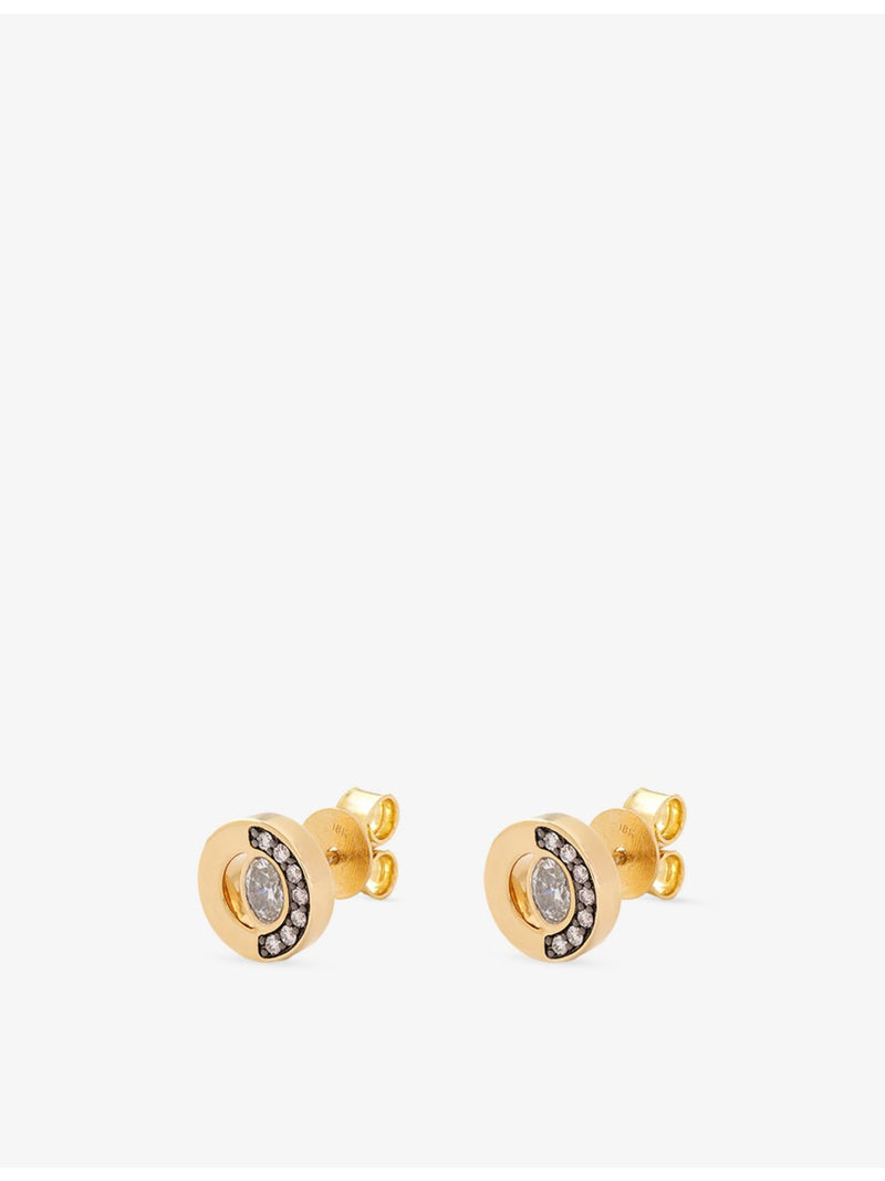 Skydiamond crescent stud earrings 0.43ct 18ct yellow gold - British product