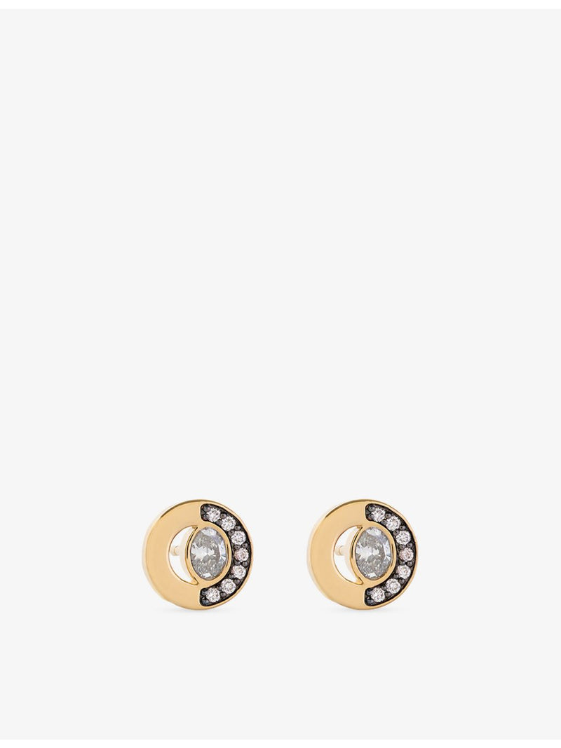 Skydiamond crescent stud earrings 0.43ct 18ct yellow gold - British product