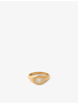 selfridges Skydiamond Crescent 18ct Yellow Gold and 0.1ct Lab-Grown Diamond Signet Ring Small- Buy online at McGrocer