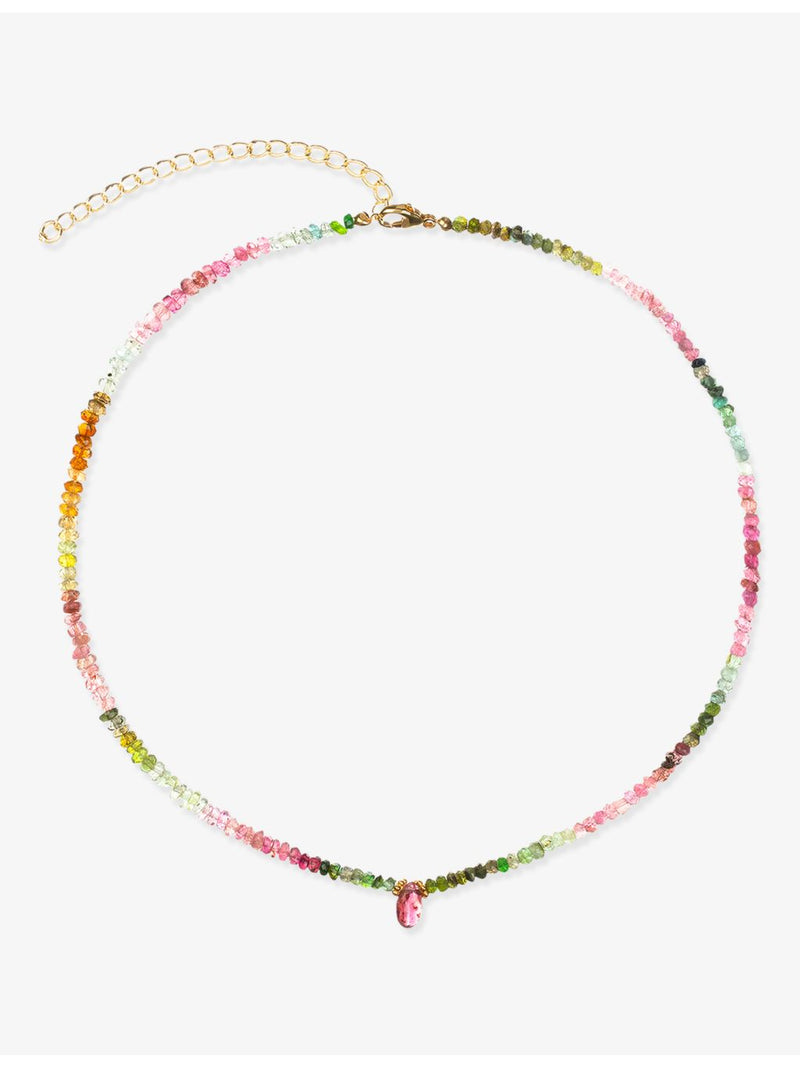 La Maison Couture gold vermeil watermelon tourmaline necklace, imported from the UK