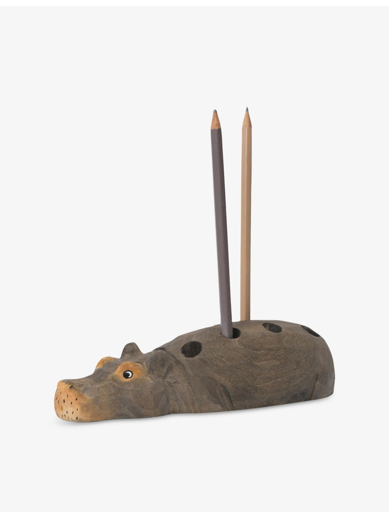 ferm LIVING hippo wood pencil holder 19cm, imported from the UK