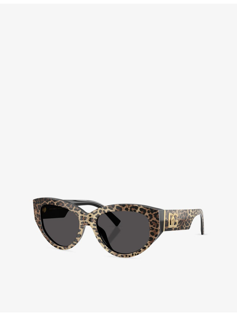 Dolce & Gabbana DG4514 cat-eye leopard-print acetate sunglasses, imported from the UK