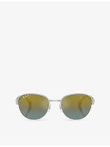 selfridges Ray-Ban RB3766CH Round-Frame Metal Sunglasses- Buy online at McGrocer