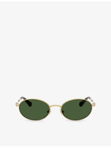 selfridges Swarovski SK7033 Oval-Frame Metal Sunglasses- Buy online at McGrocer