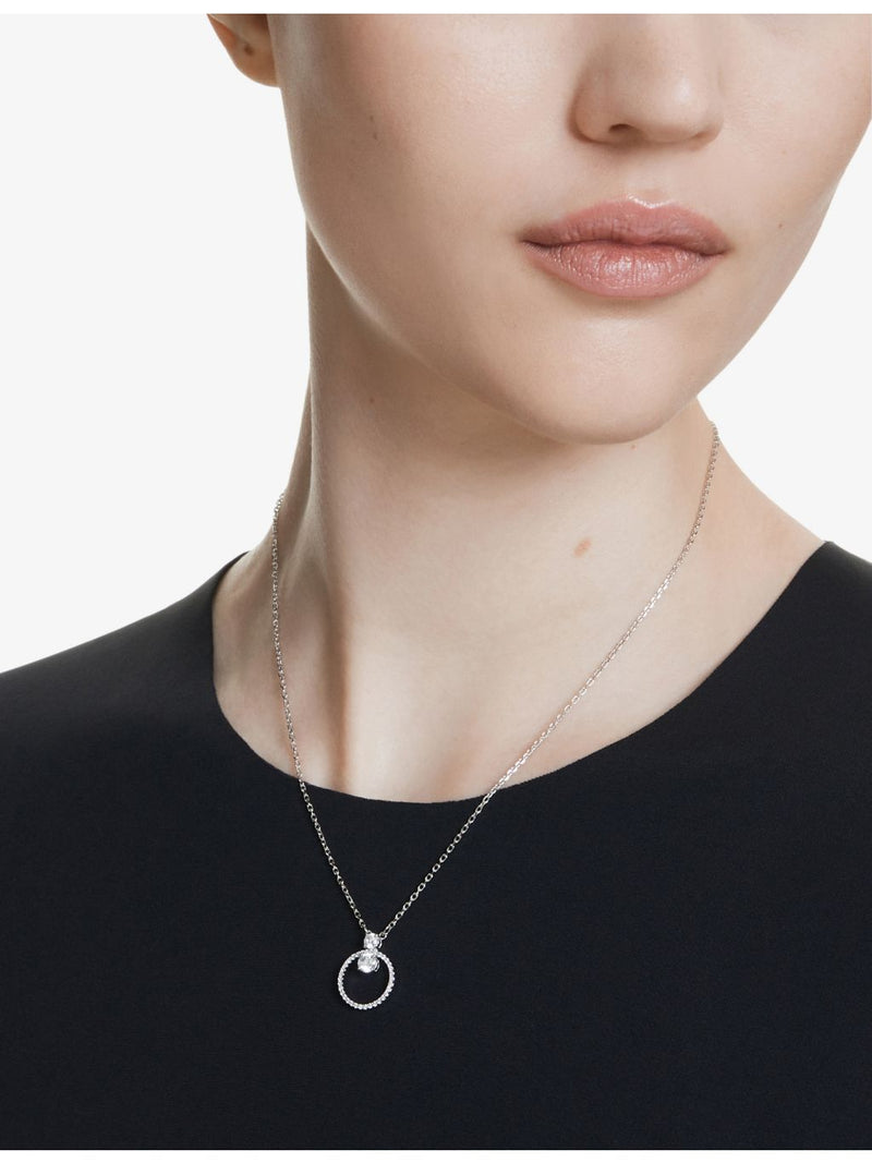 Swarovski Constella rhodium-plated zirconia pendant necklace 38-45cm chain - British product