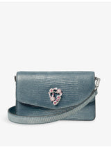 selfridges Aspinal of London Eliza Lizard-Embossed Leather Clutch Bag- Buy online at McGrocer