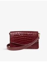 selfridges Aspinal of London Eliza Crocodile-Embossed Patent Leather Clutch Bag- Buy online at McGrocer