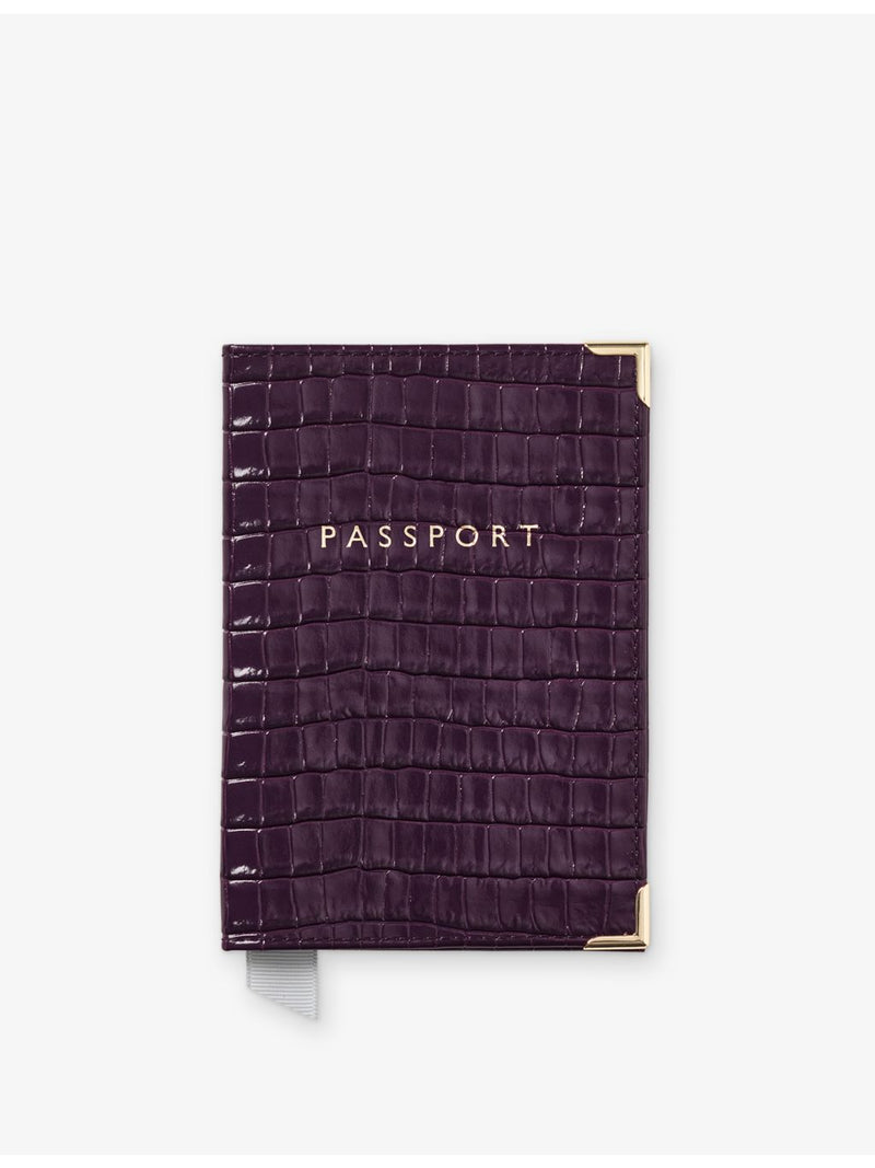 Aspinal of London croc-embossed leather passport cover, UK version