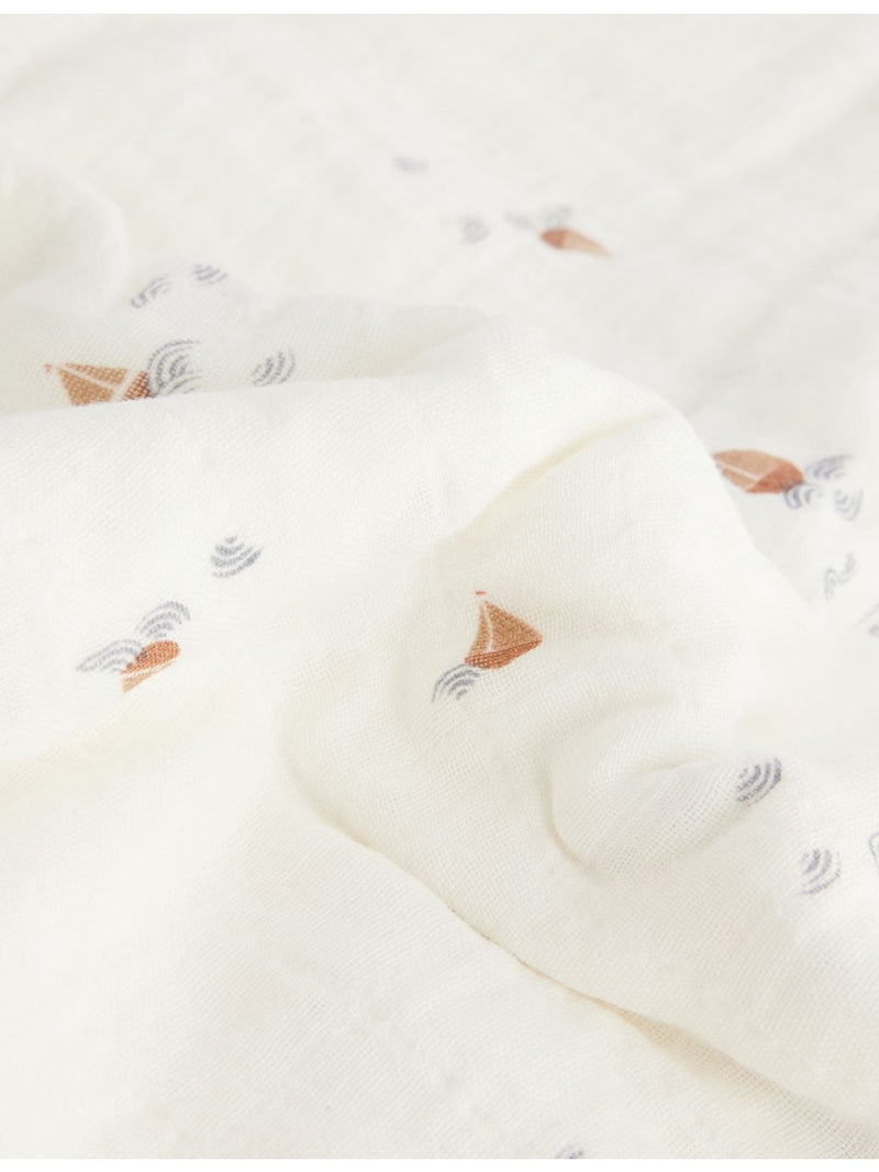 Mushie printed cotton muslin swaddle, soft and lightweight (British brand)