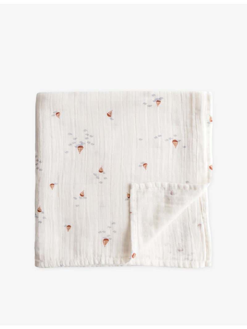 Mushie printed cotton muslin swaddle, soft and lightweight (British brand)