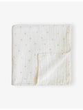 Mushie muslin swaddle blanket crown print 119cm square - British product
