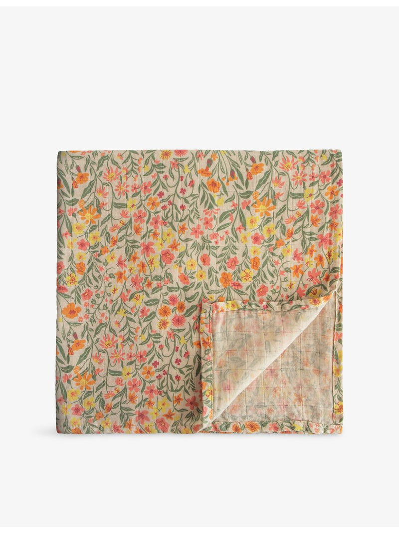 Mushie floral cotton muslin swaddle, imported from the UK