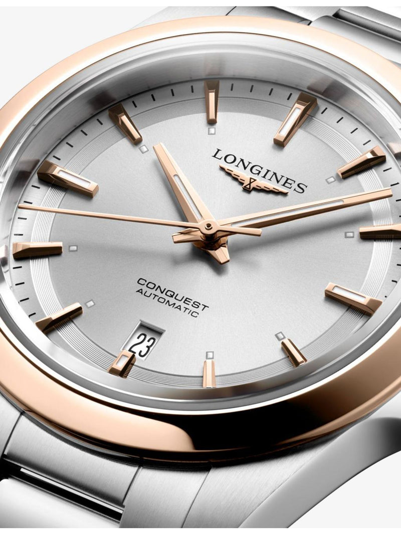 Longines Conquest automatic watch 30mm rose gold cap (British brand)