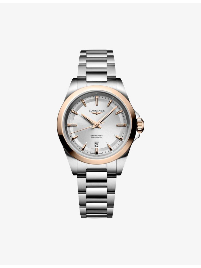 Longines Conquest automatic watch 30mm rose gold cap (British brand)