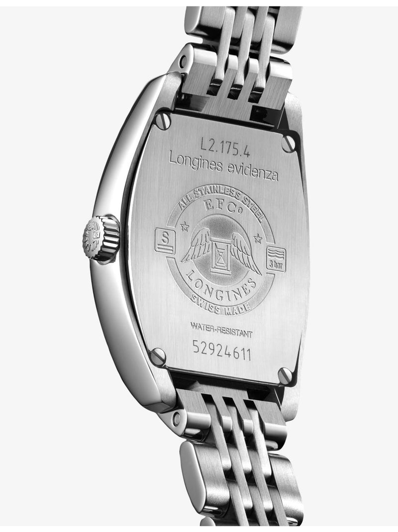 Longines stainless steel quartz watch Evidenza Tonneau - British product