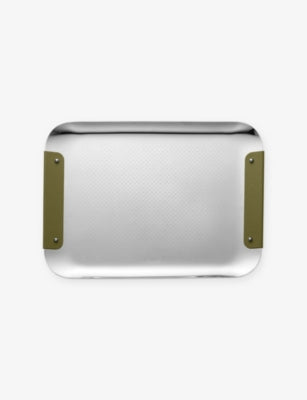 Christofle Club stainless-steel rectangular tray 32cm x 23cm, UK version