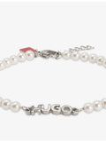 HUGO stainless steel pearl bracelet with logo plaque (British brand)