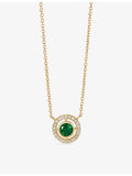 Astley Clarke 14ct gold emerald diamond pendant necklace, imported from the UK