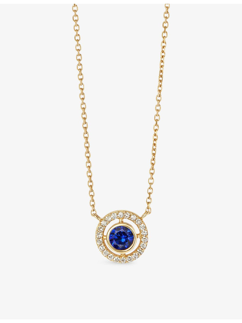 Astley Clarke September birthstone pendant necklace 14ct gold sapphire, UK version