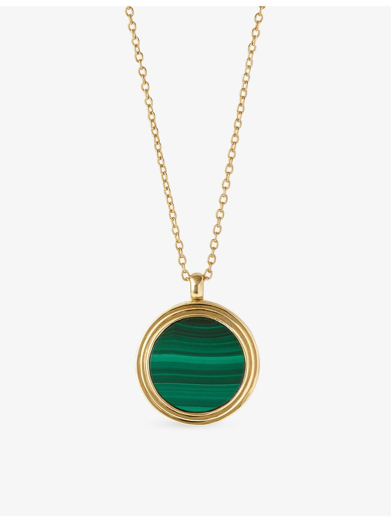 Astley Clarke malachite locket necklace 18ct yellow gold vermeil (British brand)