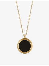 selfridges Astley Clarke Stilla 18ct Yellow Gold and Onyx Locket Necklace 55.8cm- Buy online at McGrocer
