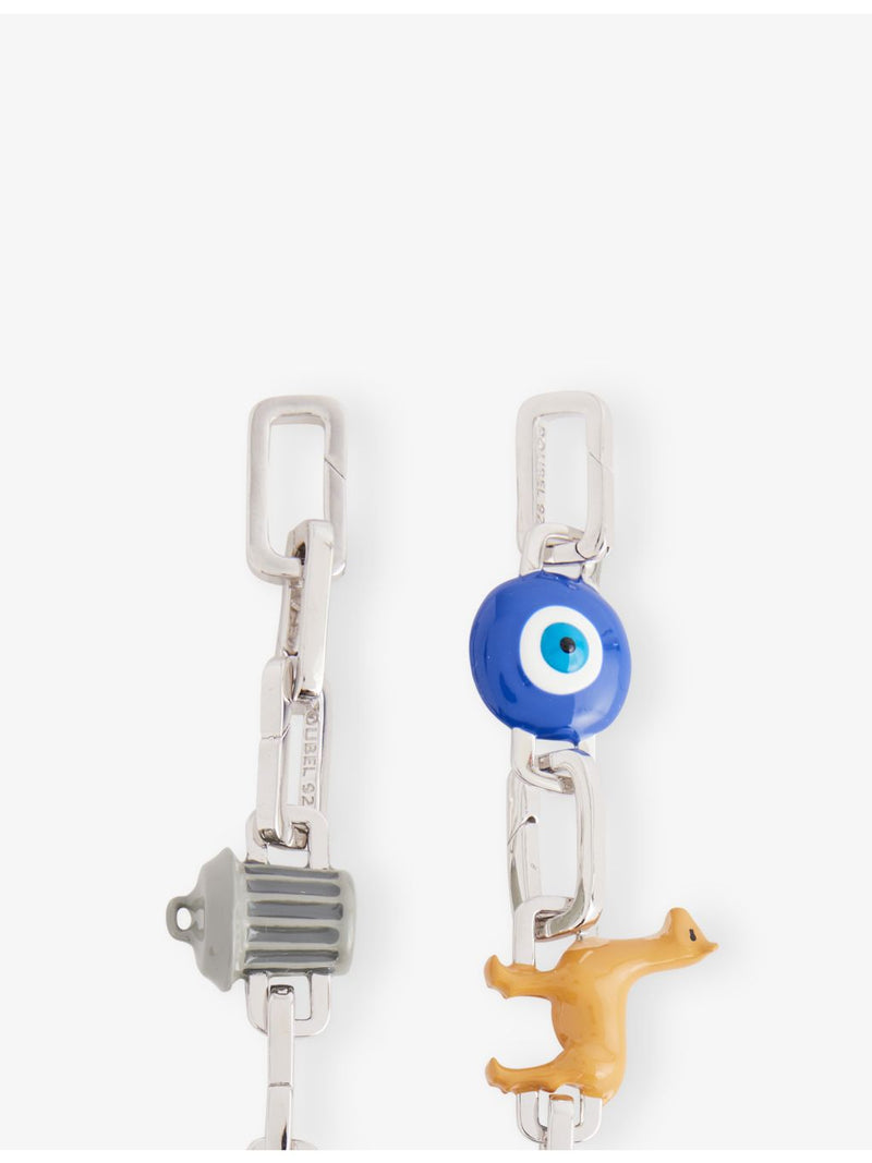 Poubel Constance enamelled rhodium-plated sterling-silver charm set, UK version