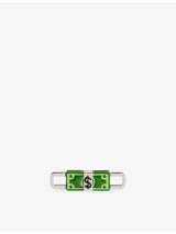 selfridges Poubel Dollar Rhodium-Plated Sterling-Silver Enamelled Charm 3cm- Buy online at McGrocer