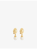 Gold-plated pearl drop clip-on earrings, UK version